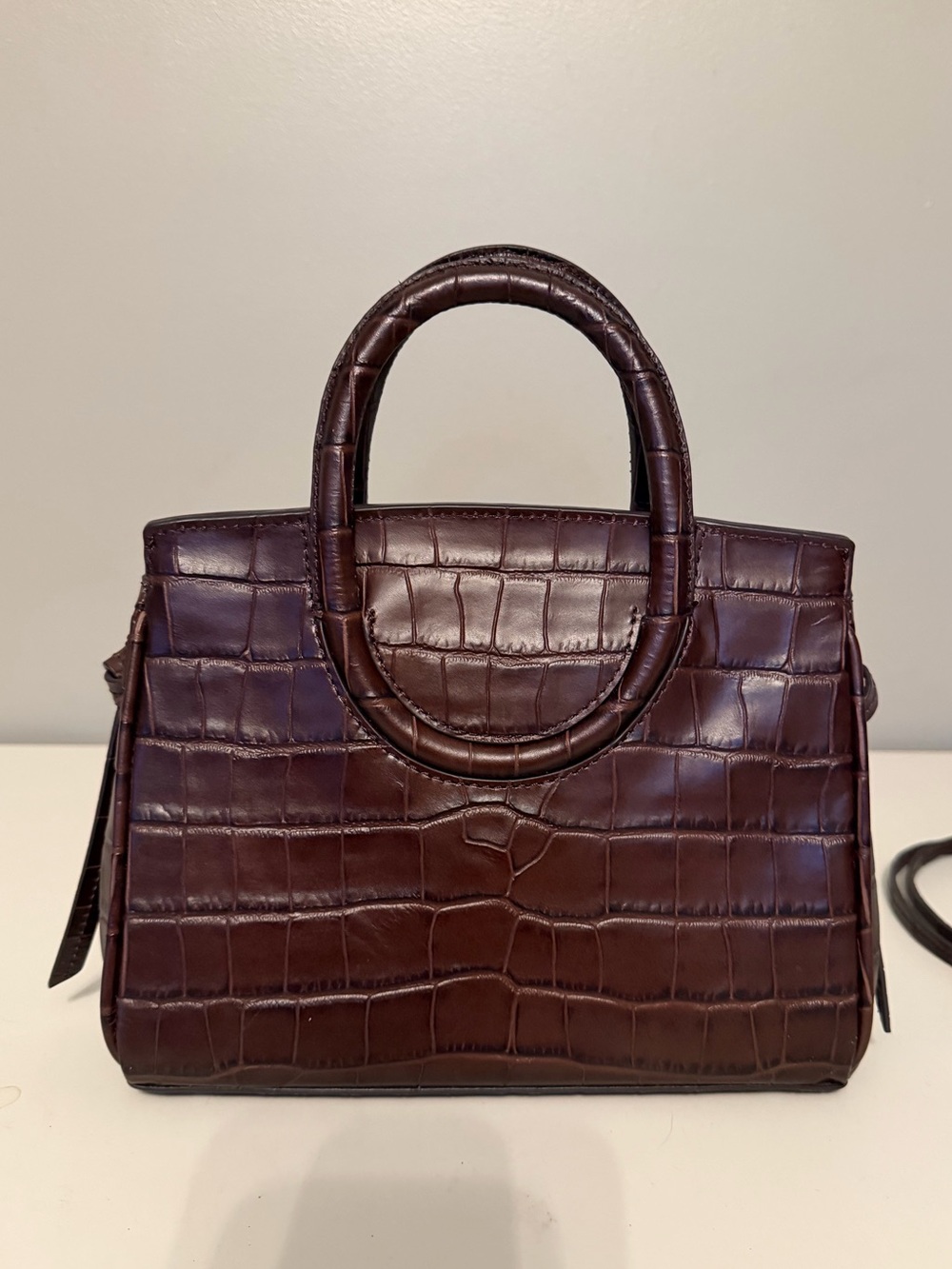 STAUD MAUDE MINI CARRYALL ESPRESSO CROCO - Picture 3 of 5
